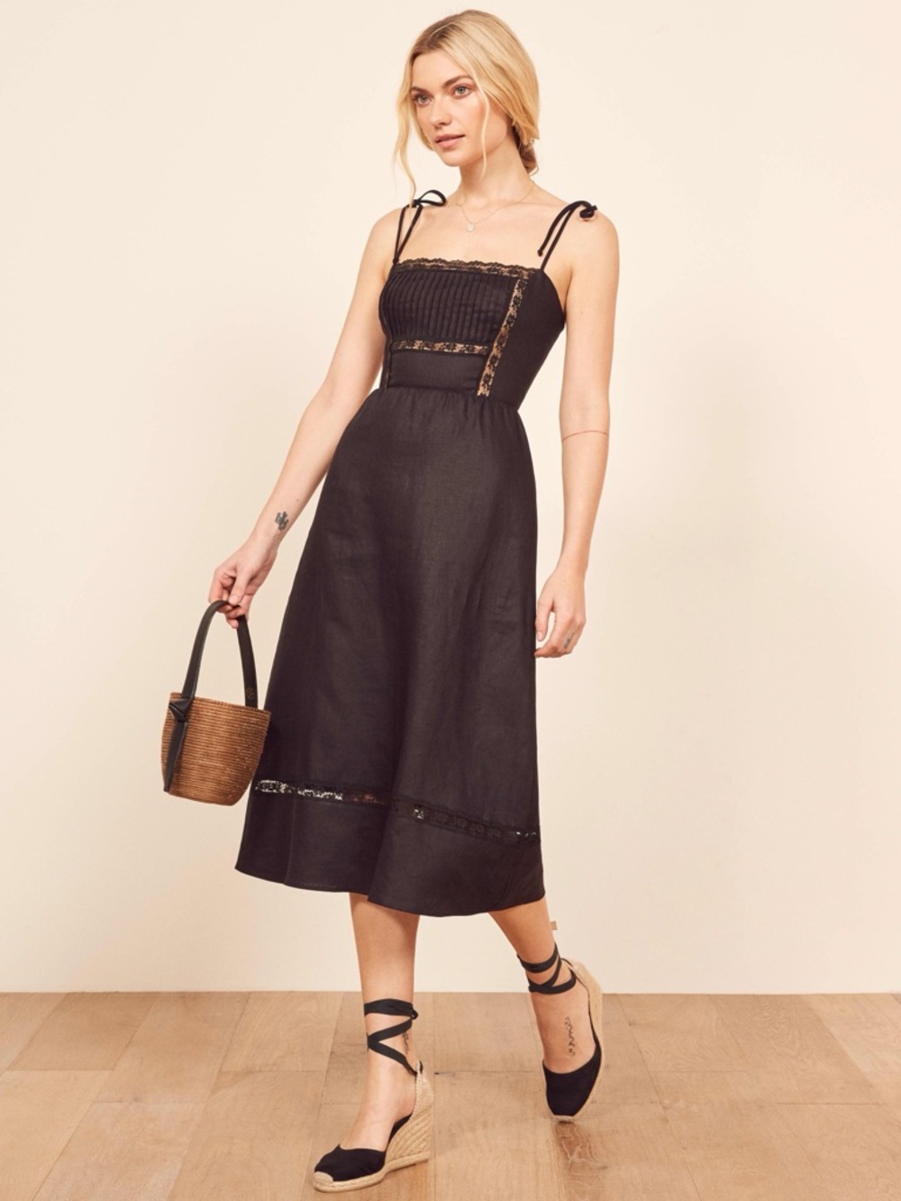 NWT Reformation Wyoming Linen Dress Black Midi 8 - Picture 14 of 14